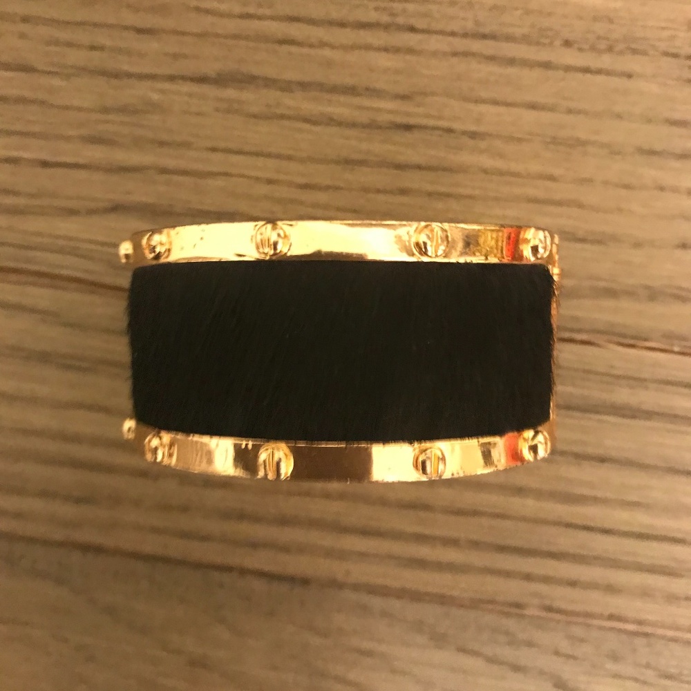 C Wonder black and gold hinge cuff bracelet